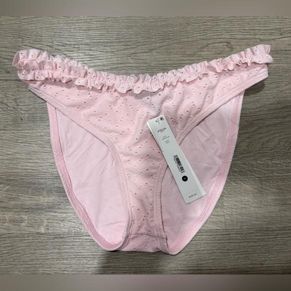 Aqua Ruffle Swim Bikini Bottom Pink Size M 3878 - Picture 2 of 3